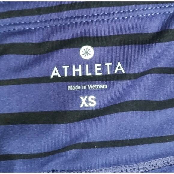 Athleta unique Striped Leggings Size XS Purple Black Striped Reflective Mesh - Picture 2 of 5
